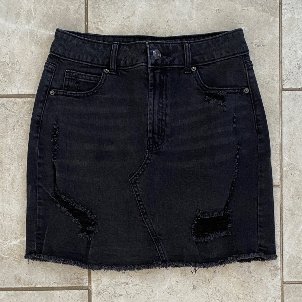 Wild Fable Black Distressed Denim Mini Skirt 2